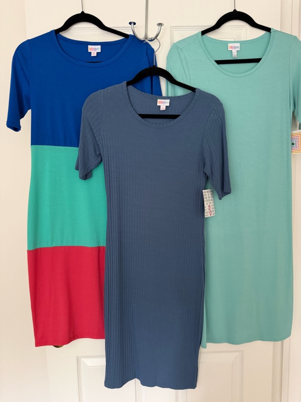 NWT LuLaRoe Dress bundle in Blue, Mint & Teal with Coral Accent.